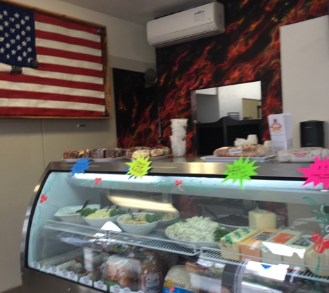 Sirens Sandwich Shop - Pleasant Hill, CA. American flag made from a fire hose as this place is run by a fireman's wife.