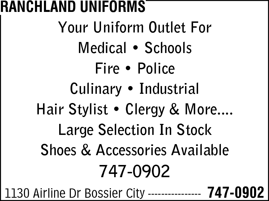 Ranchland Uniforms 1130 Airline Dr, Bossier City, LA 71112 - YP.com